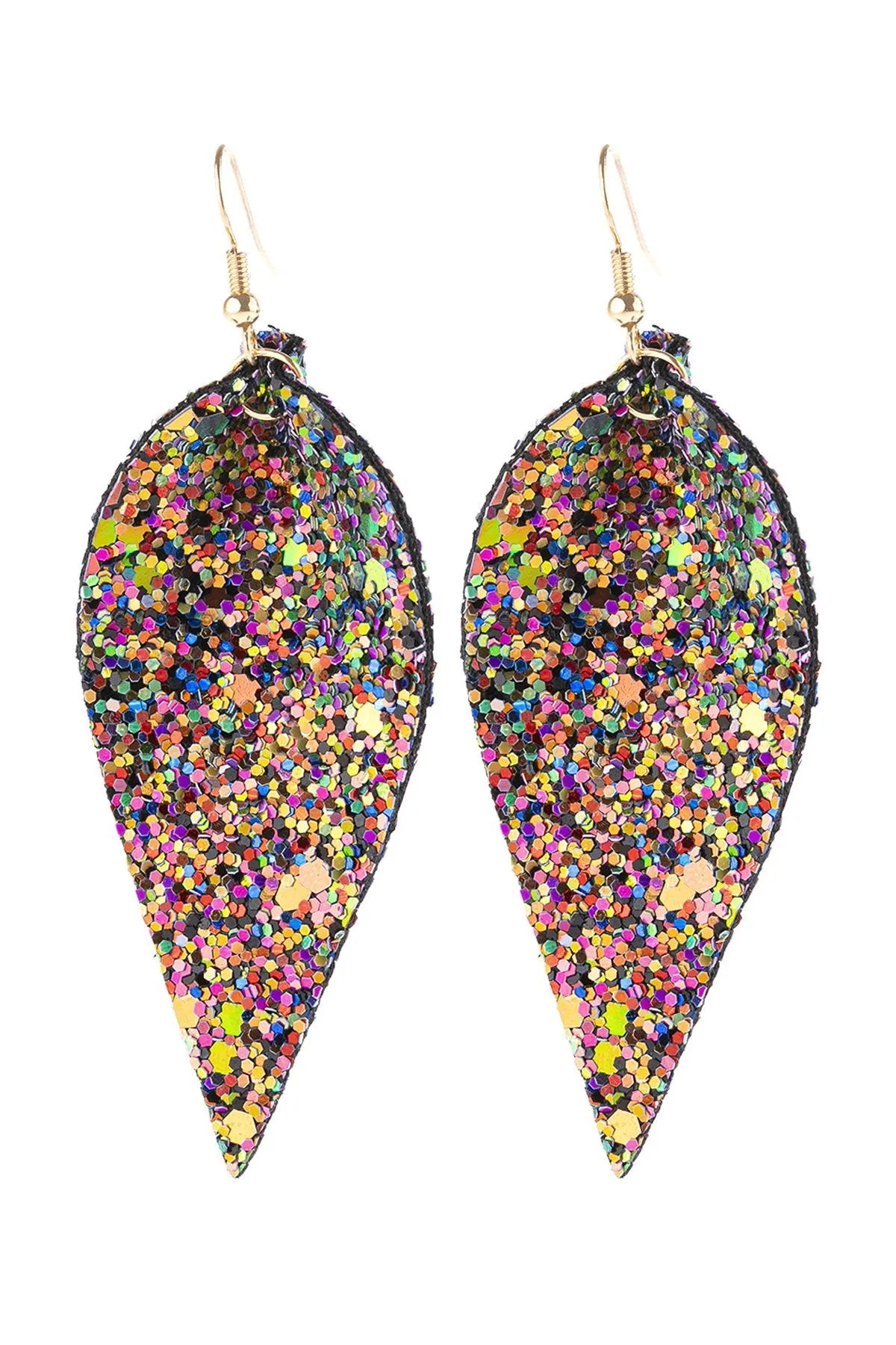 Hde3060 - Pinched Sequin Leather Drop Earrings