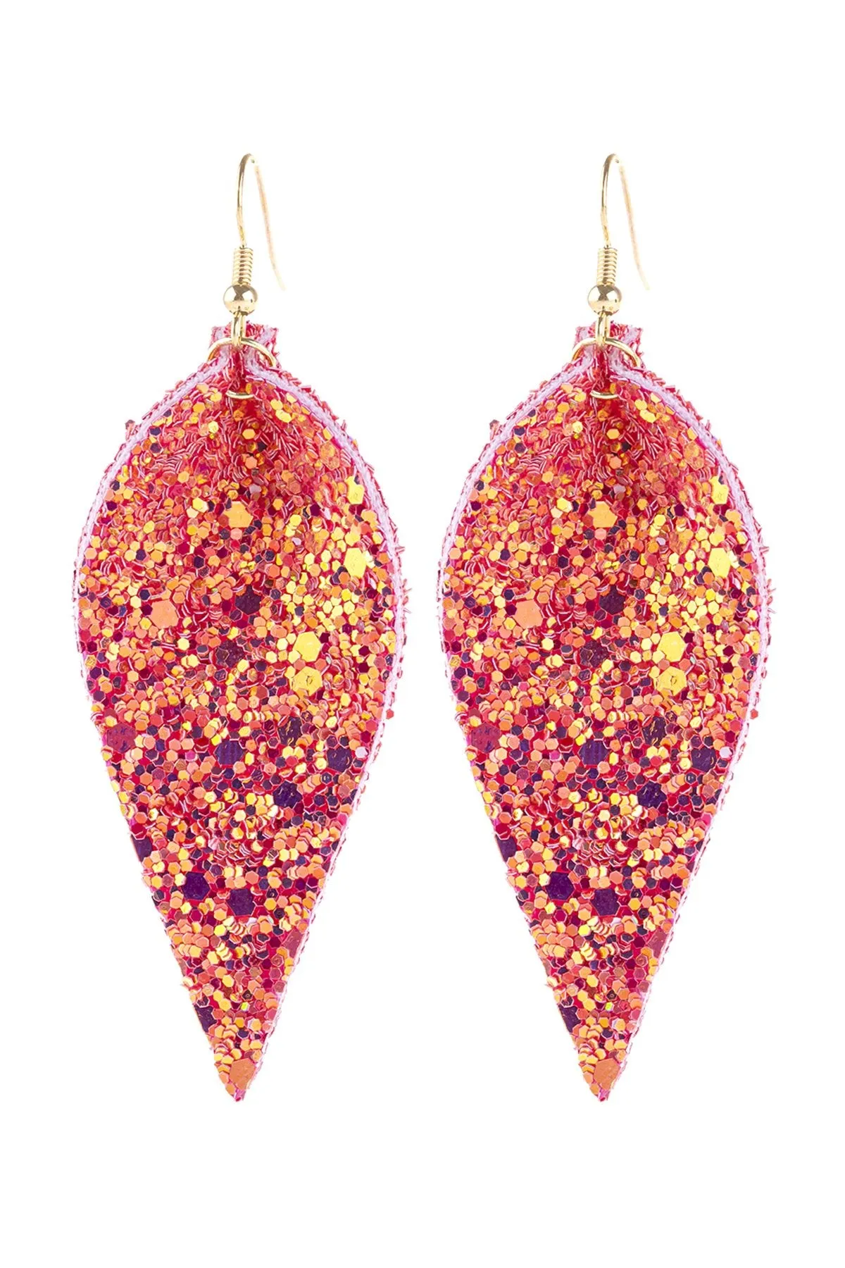 Hde3060 - Pinched Sequin Leather Drop Earrings