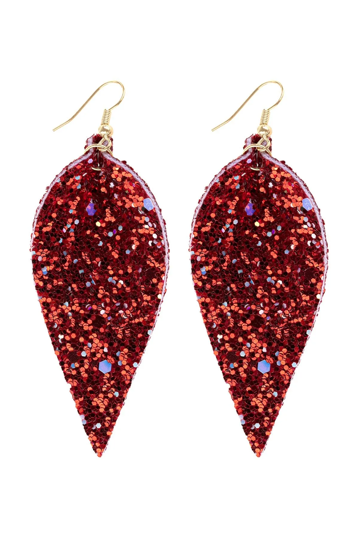 Hde3060 - Pinched Sequin Leather Drop Earrings