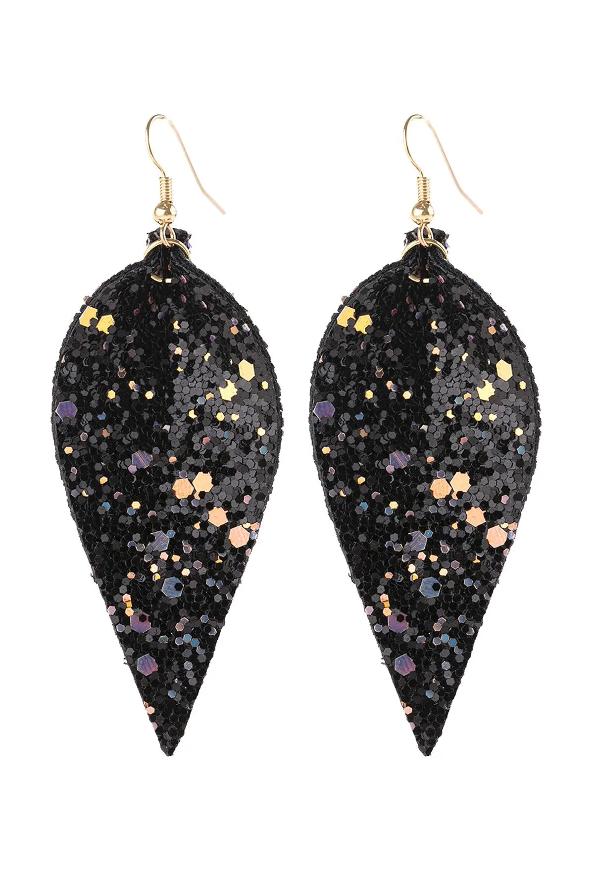 Hde3060 - Pinched Sequin Leather Drop Earrings