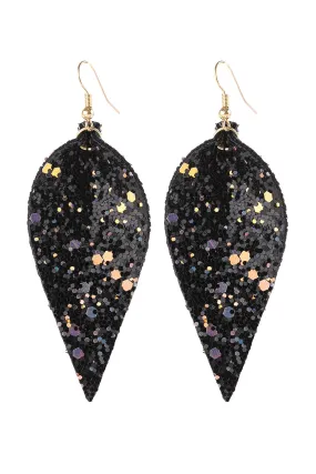 Hde3060 - Pinched Sequin Leather Drop Earrings