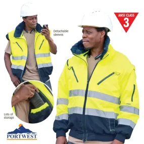 High Visibility 3-In-1 Pilot Jacket - Lime - 2X