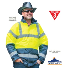 High Visibility - Two Tone Traffic Jacket - Yellow/Royal Blue - 2X