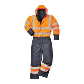 High Visibility Winter Lined Coverall - Orange - Medium