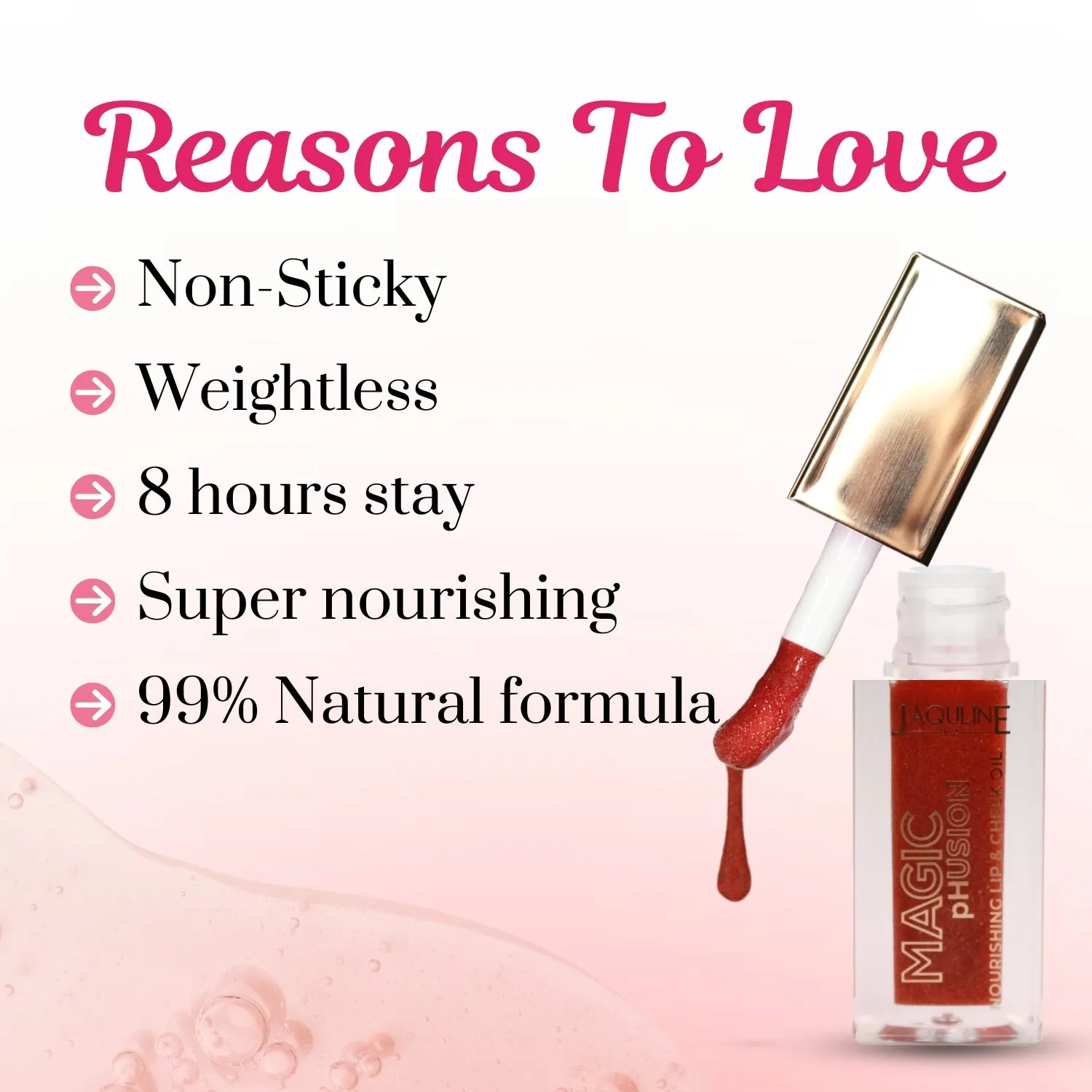 Jaquline USA pH magic Phusion lip & Cheek oil, Long Lasting Nourishment Non-Sticky & glossy Heals & Moisturizes Lips Coral Cosmic - 5ml