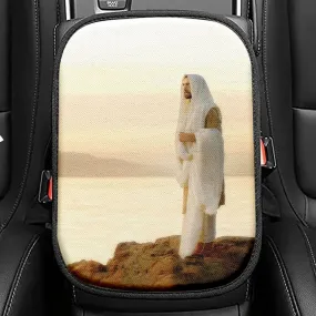 Jesus On Mountain Seat Box Cover, Jesus Car Center Console Covers, Christian Car Interior Accessories