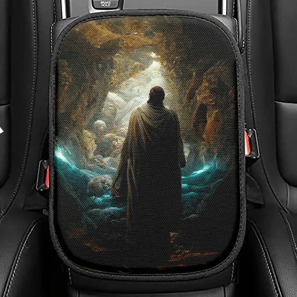 Jesus Rises From The Dead Seat Box Cover, Christian Car Center Console Cover, Jesus Interior Car Accessories