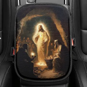 Jesus Smiling Seat Box Cover, Jesus Car Center Console Cover, Jesus Car Interior Accessories
