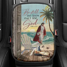 Jesus Walking On The Water Seat Box Cover, Jesus Car Center Console Cover, Christian Car Interior Accessories