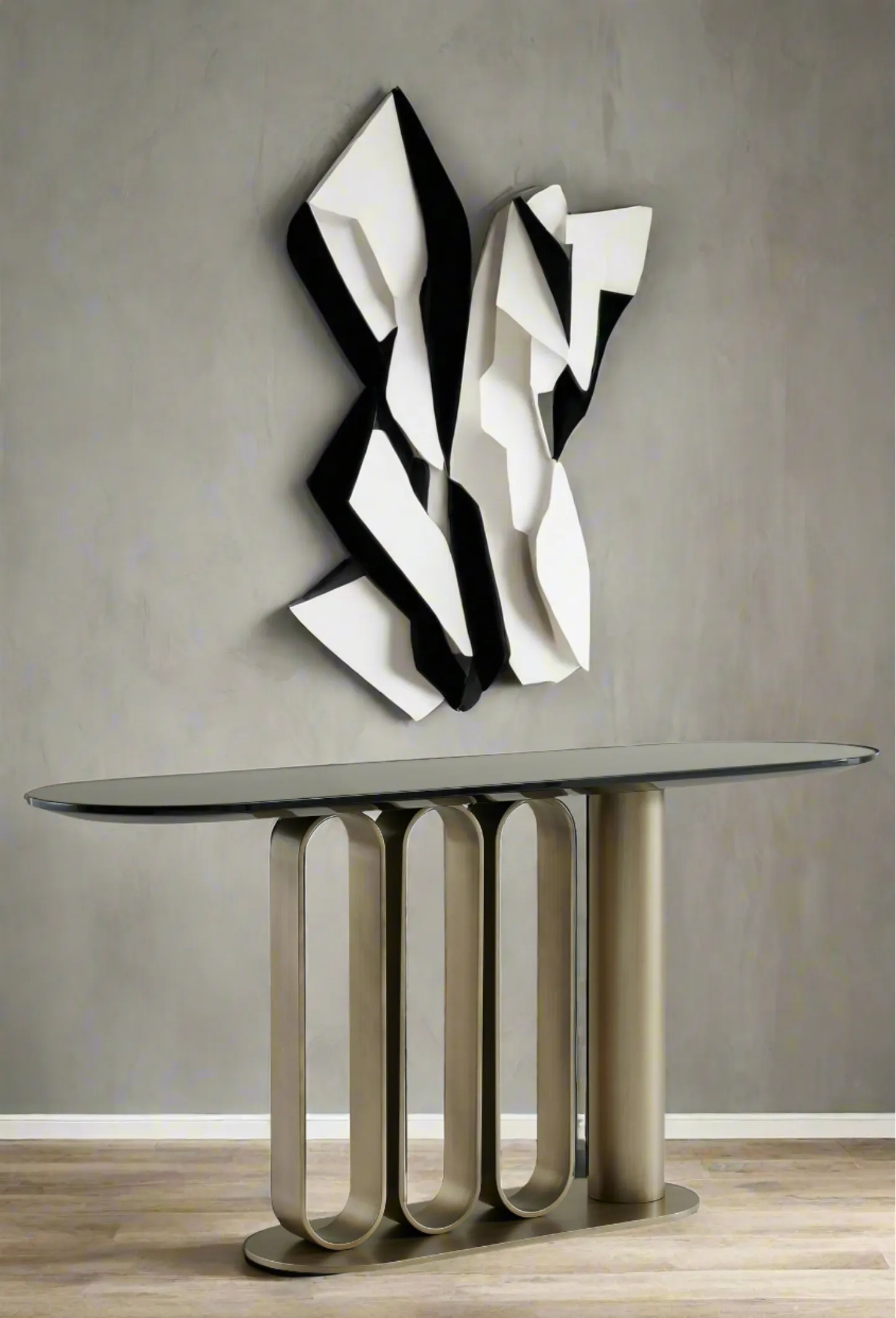 Kyle Black Marble Top Modern Console Table in Gold