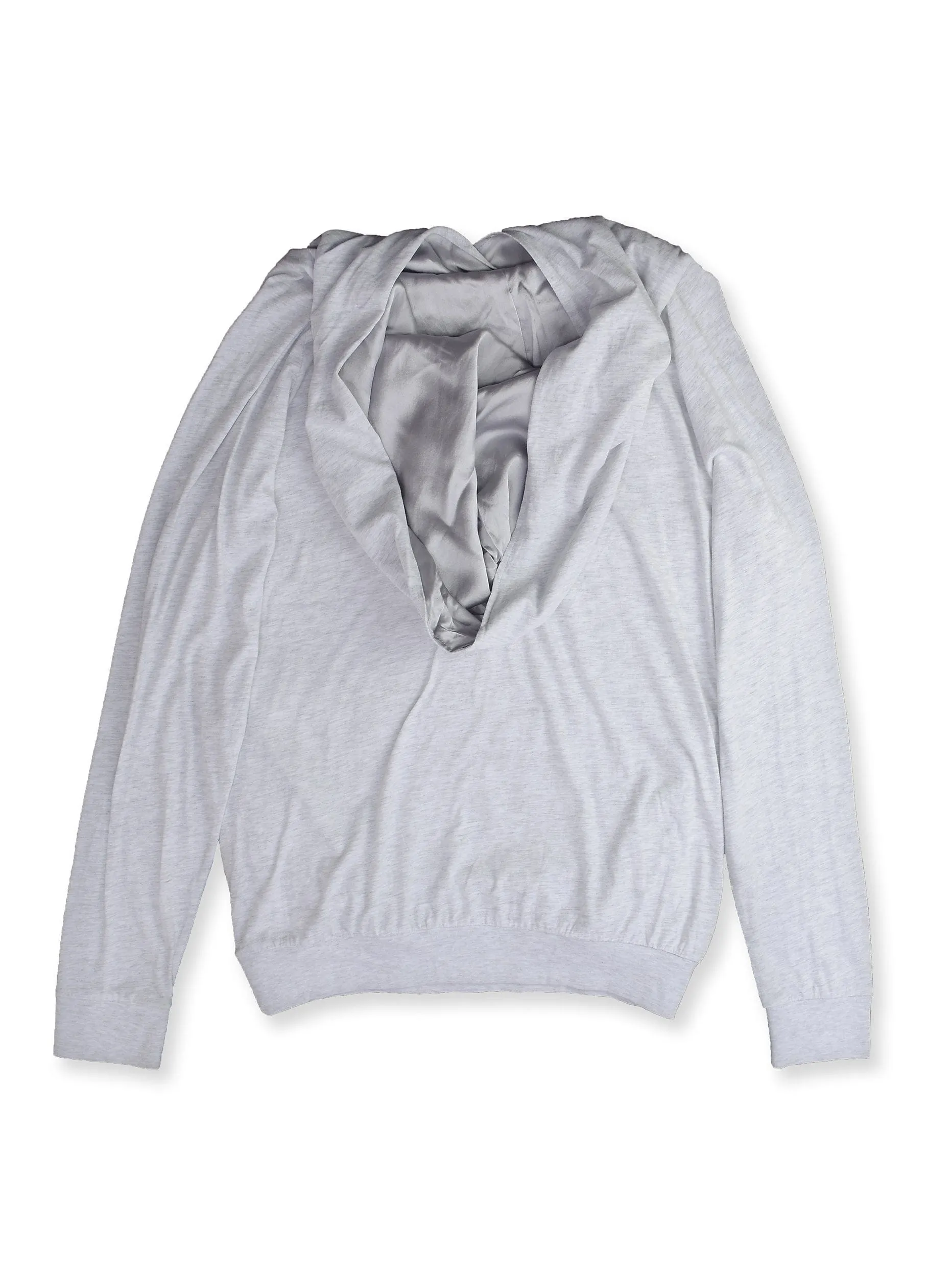 Light Grey Crossed Neck Lightweight Hoodie