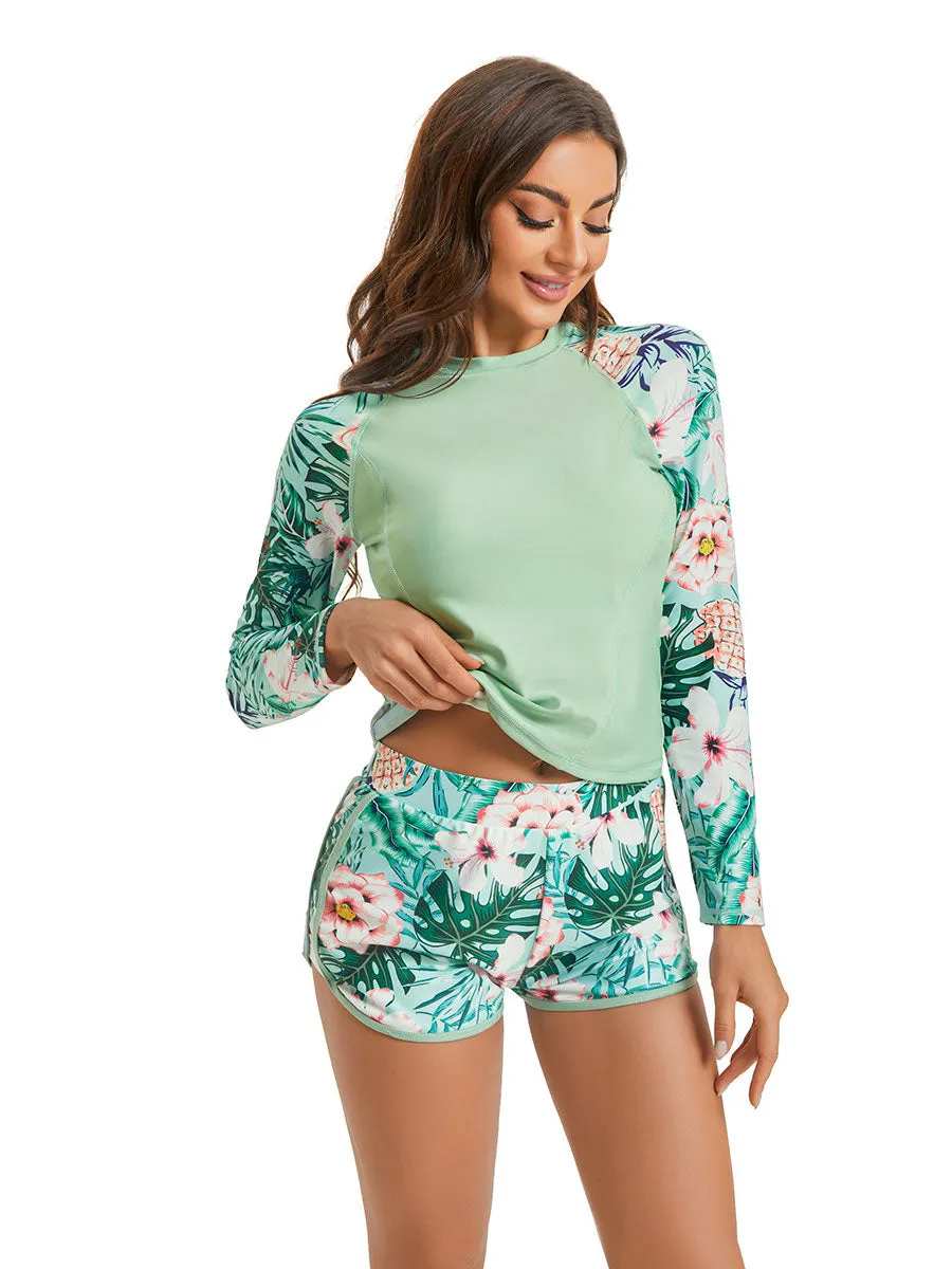 Long sleeve sun protection belly covering swimsuit UPF50  Rash Guard