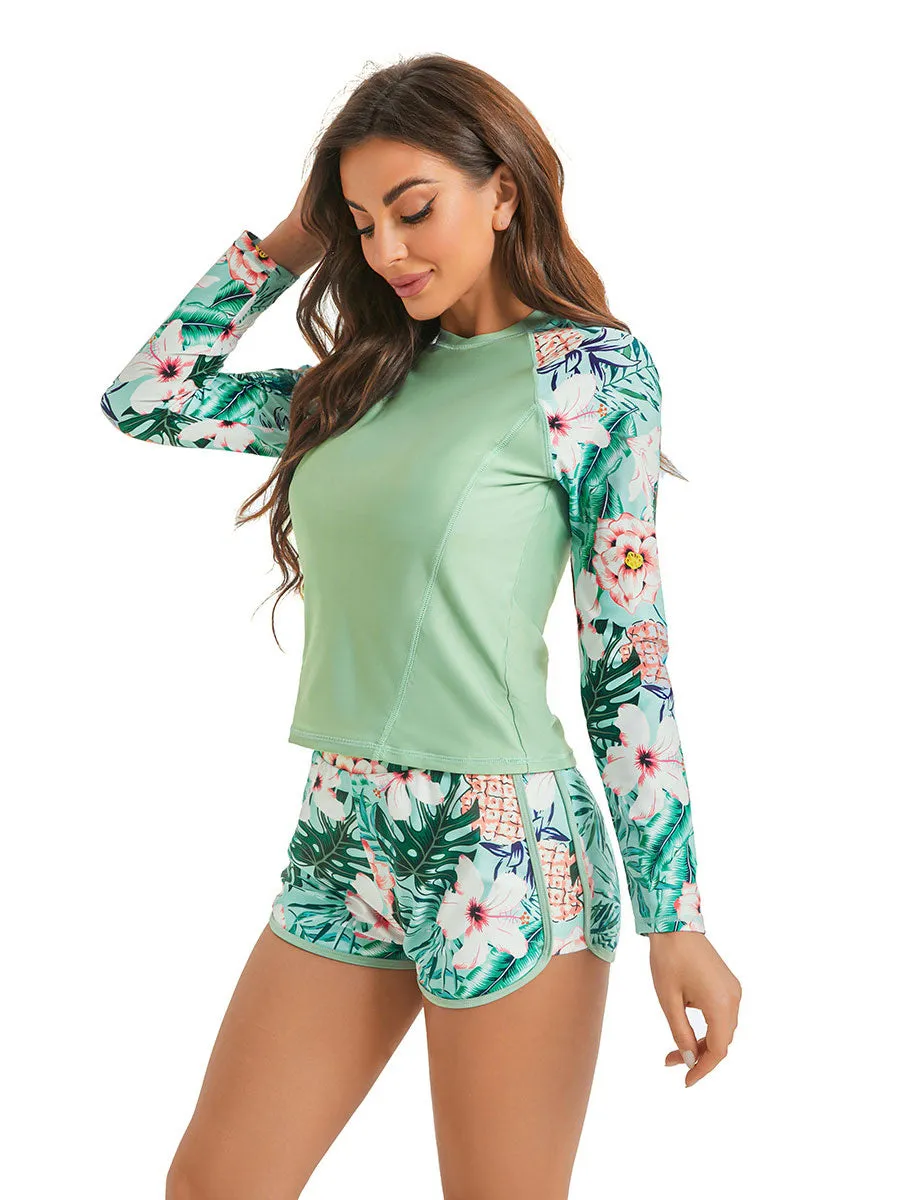 Long sleeve sun protection belly covering swimsuit UPF50  Rash Guard