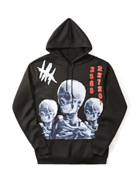 Men's Skull Graphic Black Pullover Hoodie