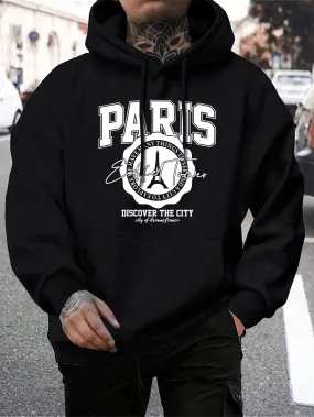 New Whiskey Castle Print Men'S Hoodies Fashion Fur-Liner Hoodie Warm Fleece Modern Mens Wear