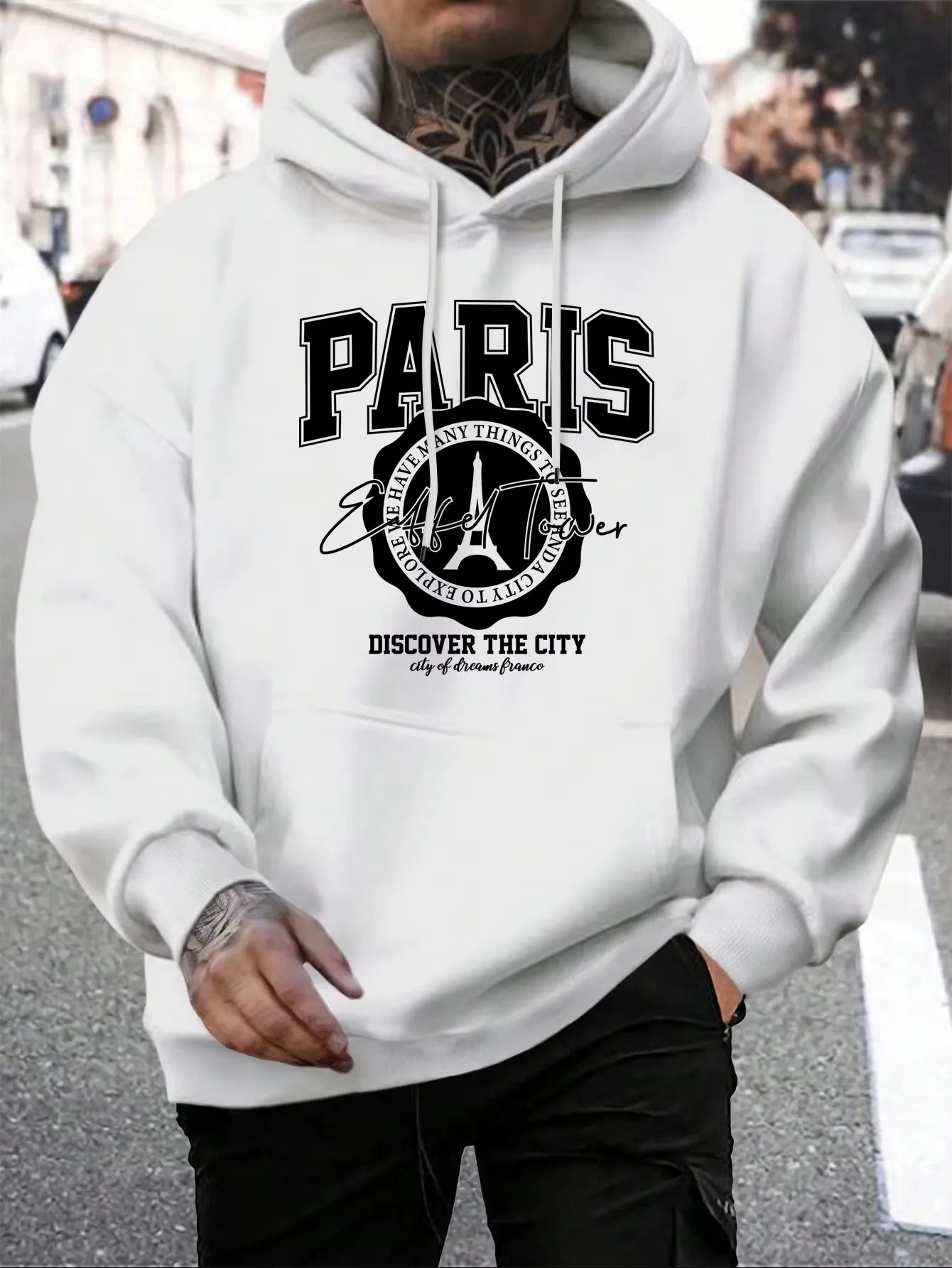 New Whiskey Castle Print Men'S Hoodies Fashion Fur-Liner Hoodie Warm Fleece Modern Mens Wear