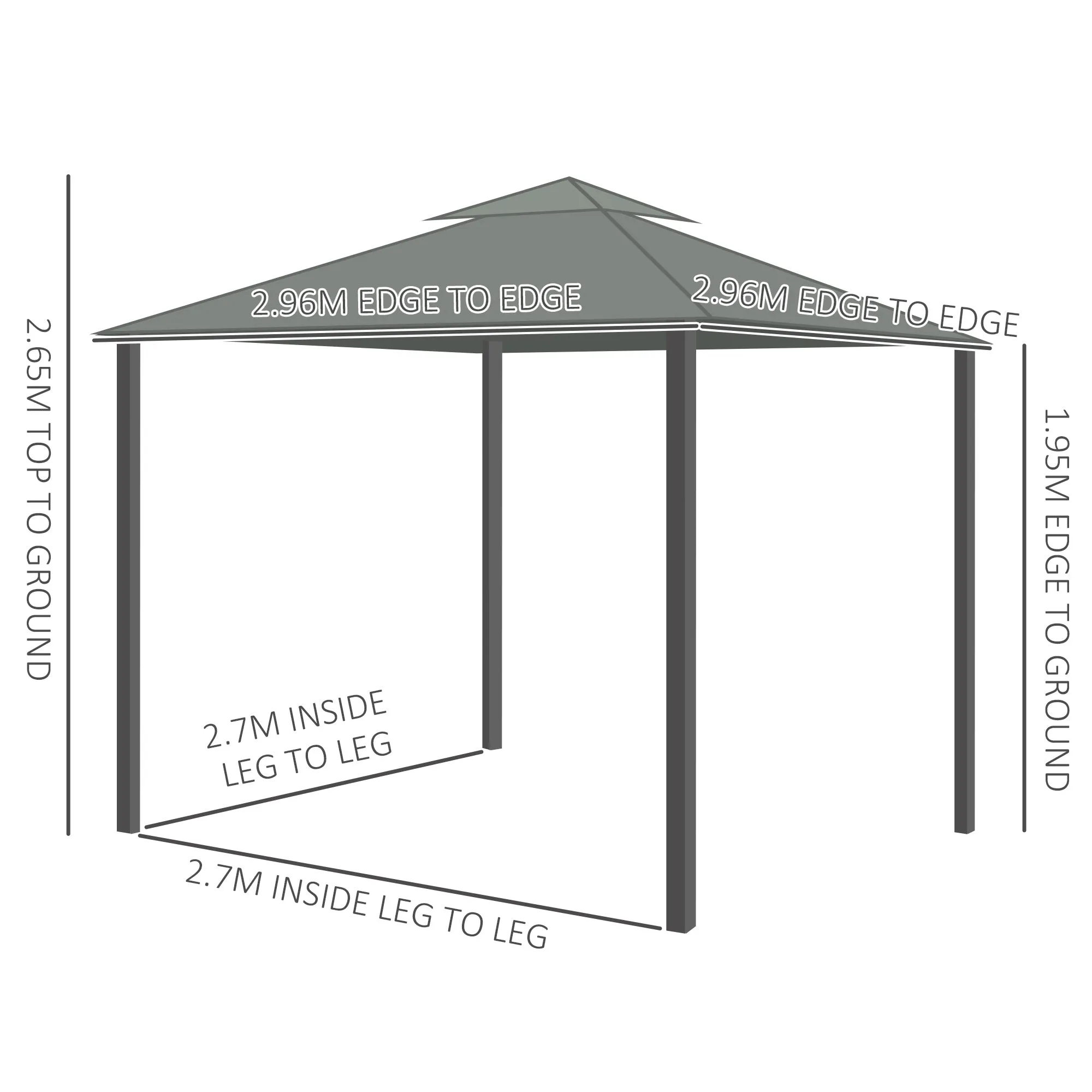 Outsunny 3 x 3M Patio Gazebo Canopy Garden Pavilion Tent Shelter Marquee with 2 Tier Water Repellent Roof