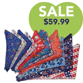 Patriotic Bandanas - 60 Assorted Sizes and Patterns by Bandanas Unlimited