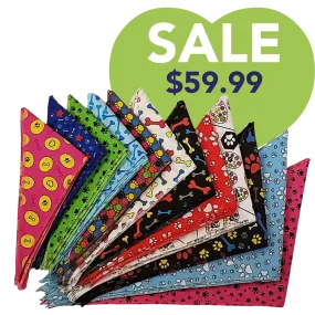 Paws & Bones Bandanas - 60 Assorted Sizes and Patterns by Bandanas Unlimited