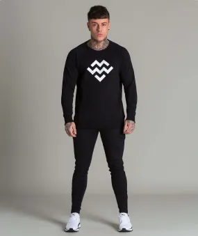 Pursuit Logo Crew Neck (Black/White)