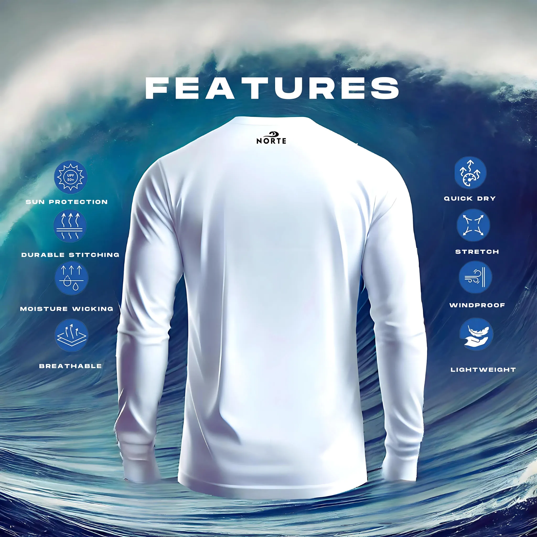 Seamless Protection for Every Adventure – Norte Men's UPF 50 Long Sleeve Rash Guard