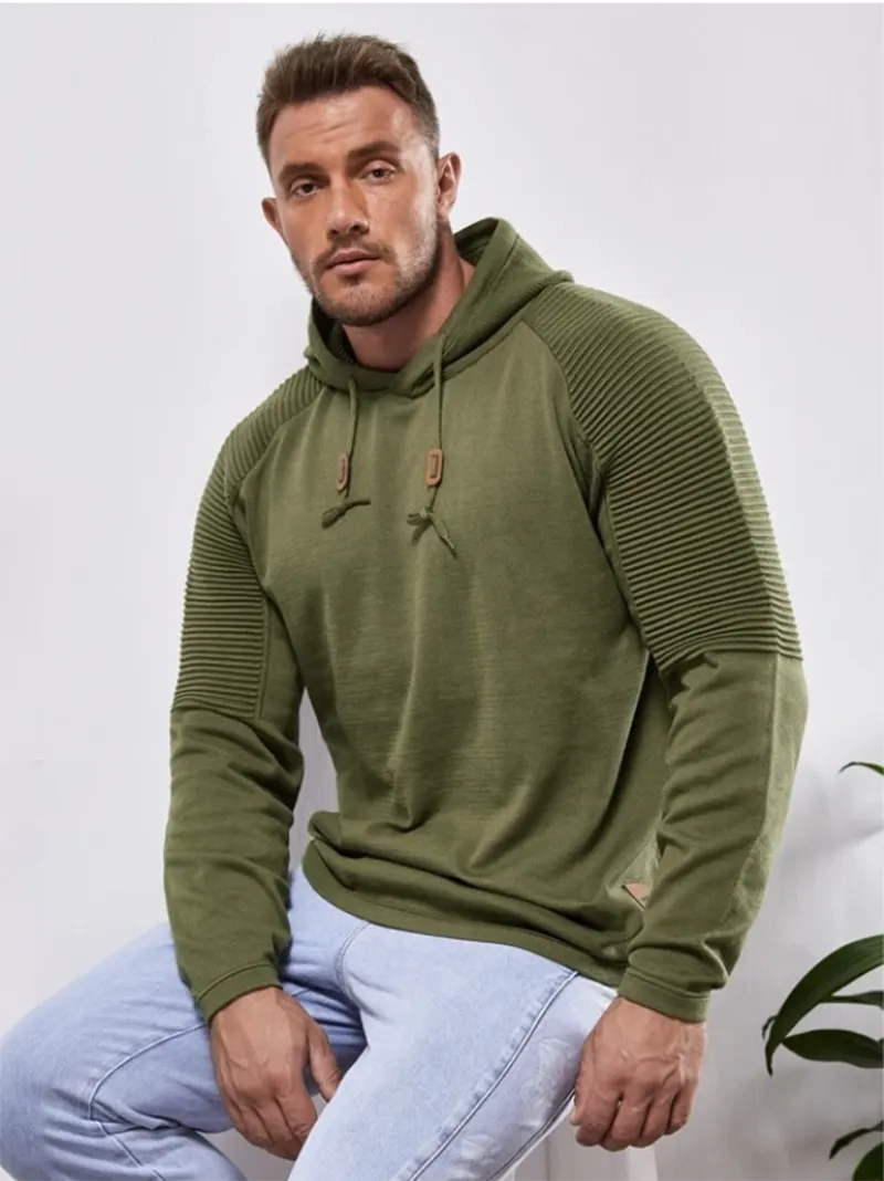 Slim fit Men Pullover Hoodie Solid Color Casual Male Long Sleeve Hoodie