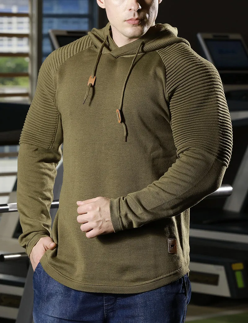 Slim fit Men Pullover Hoodie Solid Color Casual Male Long Sleeve Hoodie