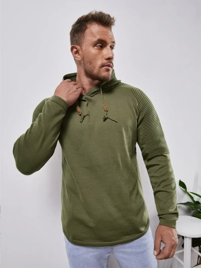 Slim fit Men Pullover Hoodie Solid Color Casual Male Long Sleeve Hoodie