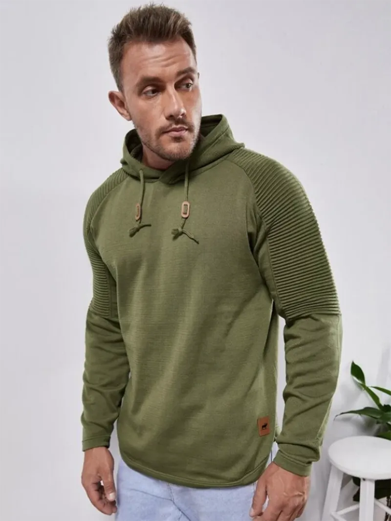 Slim fit Men Pullover Hoodie Solid Color Casual Male Long Sleeve Hoodie