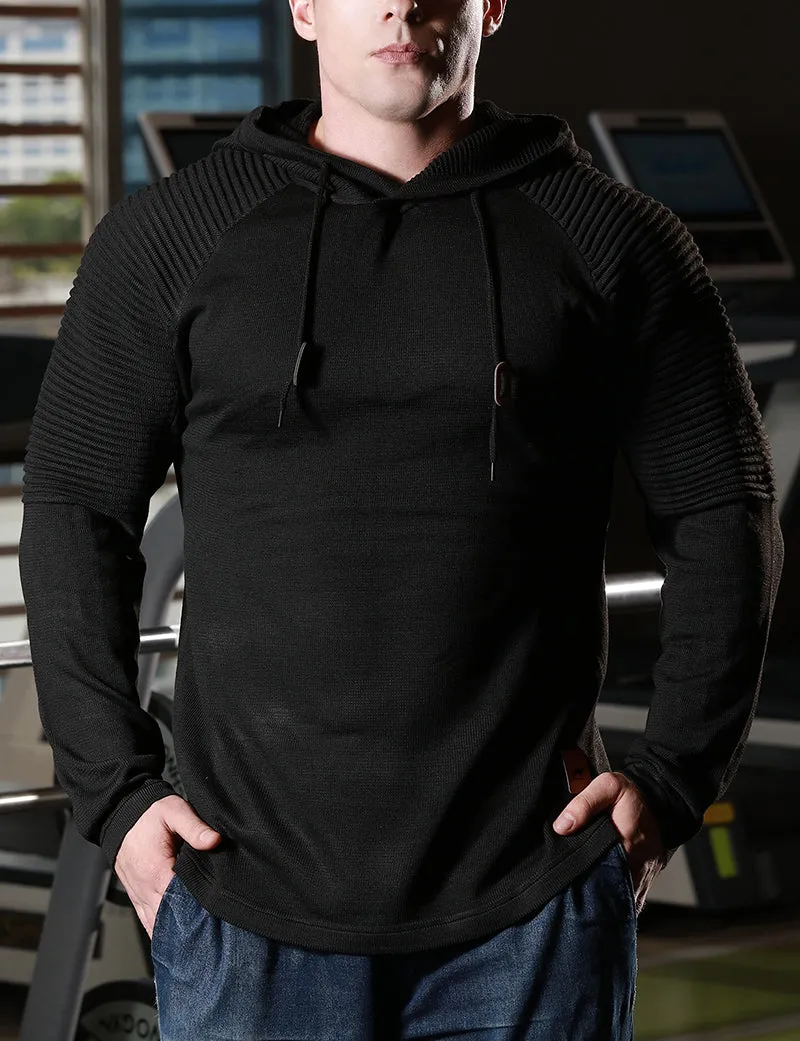 Slim fit Men Pullover Hoodie Solid Color Casual Male Long Sleeve Hoodie