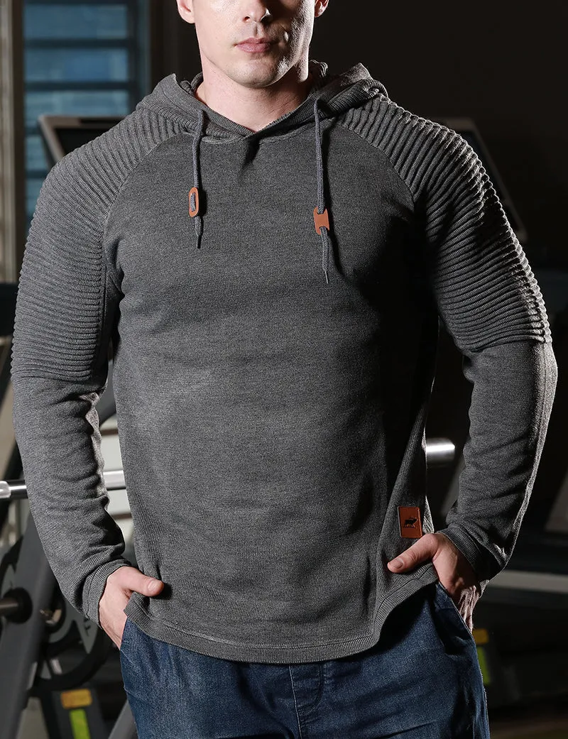 Slim fit Men Pullover Hoodie Solid Color Casual Male Long Sleeve Hoodie