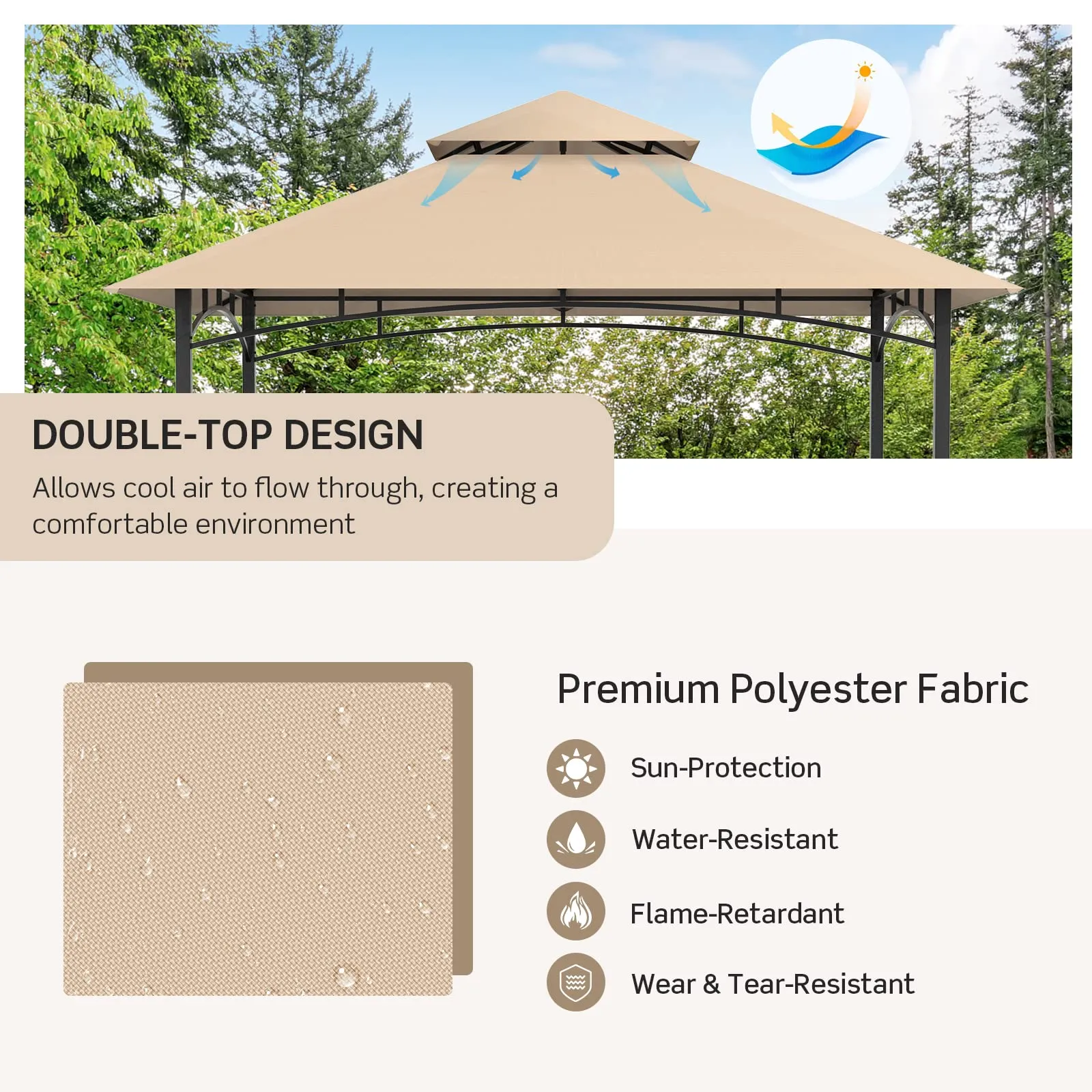 Tangkula 8x5 Ft Grill Gazebo, Double Tiered Outdoor BBQ Gazebo with 2 Side Shelves, 5 Hooks