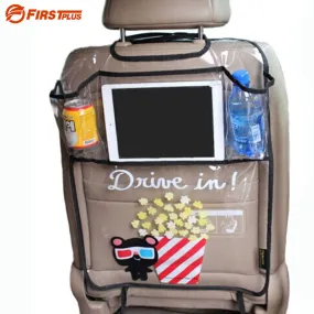 Thicken Environmental PVC Cover Car Back Seat Protector Kicking Mat For Kids Child Seats - With Organizer For Ipad and Drink