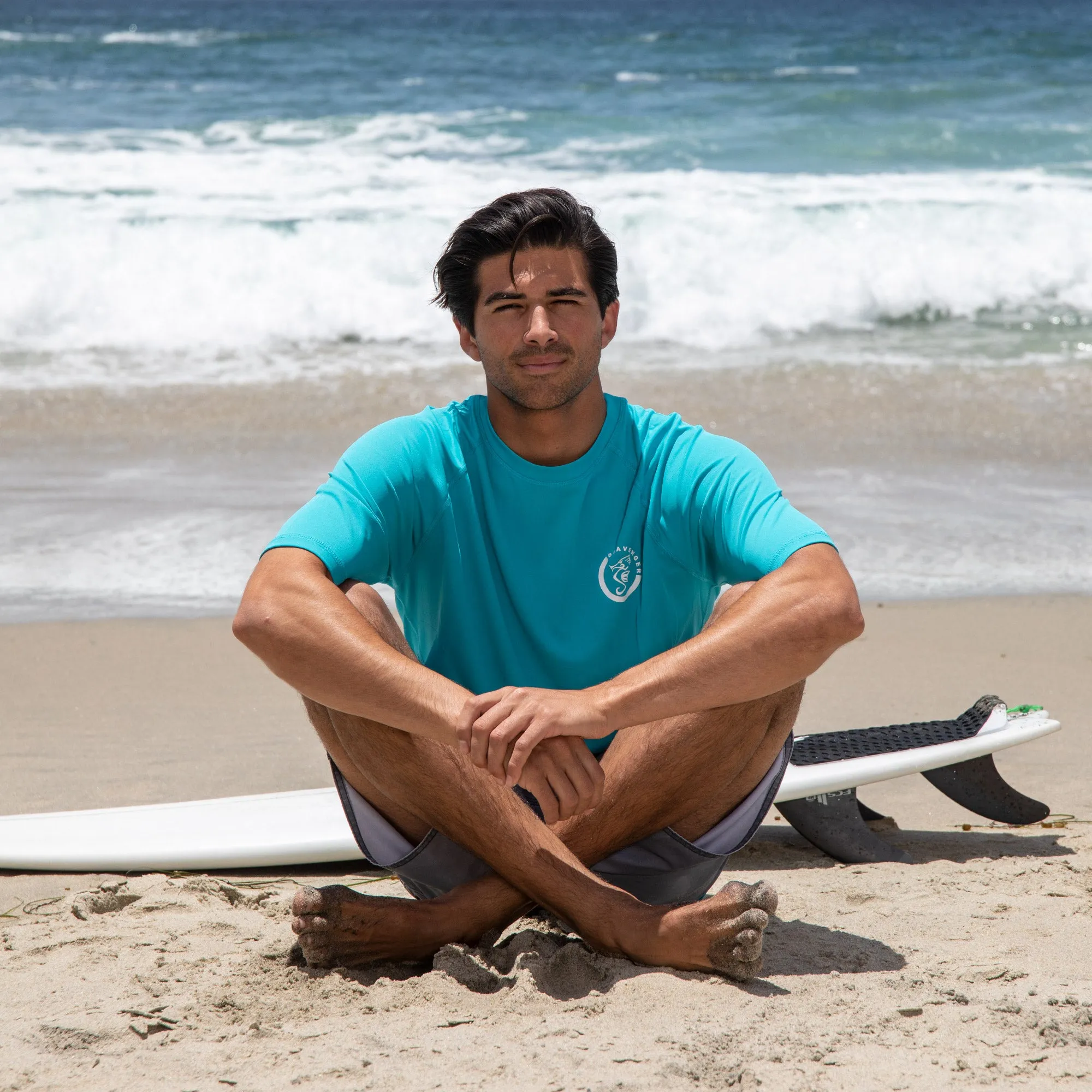 Trekker Unisex Rash Guard Short Sleeve Teal
