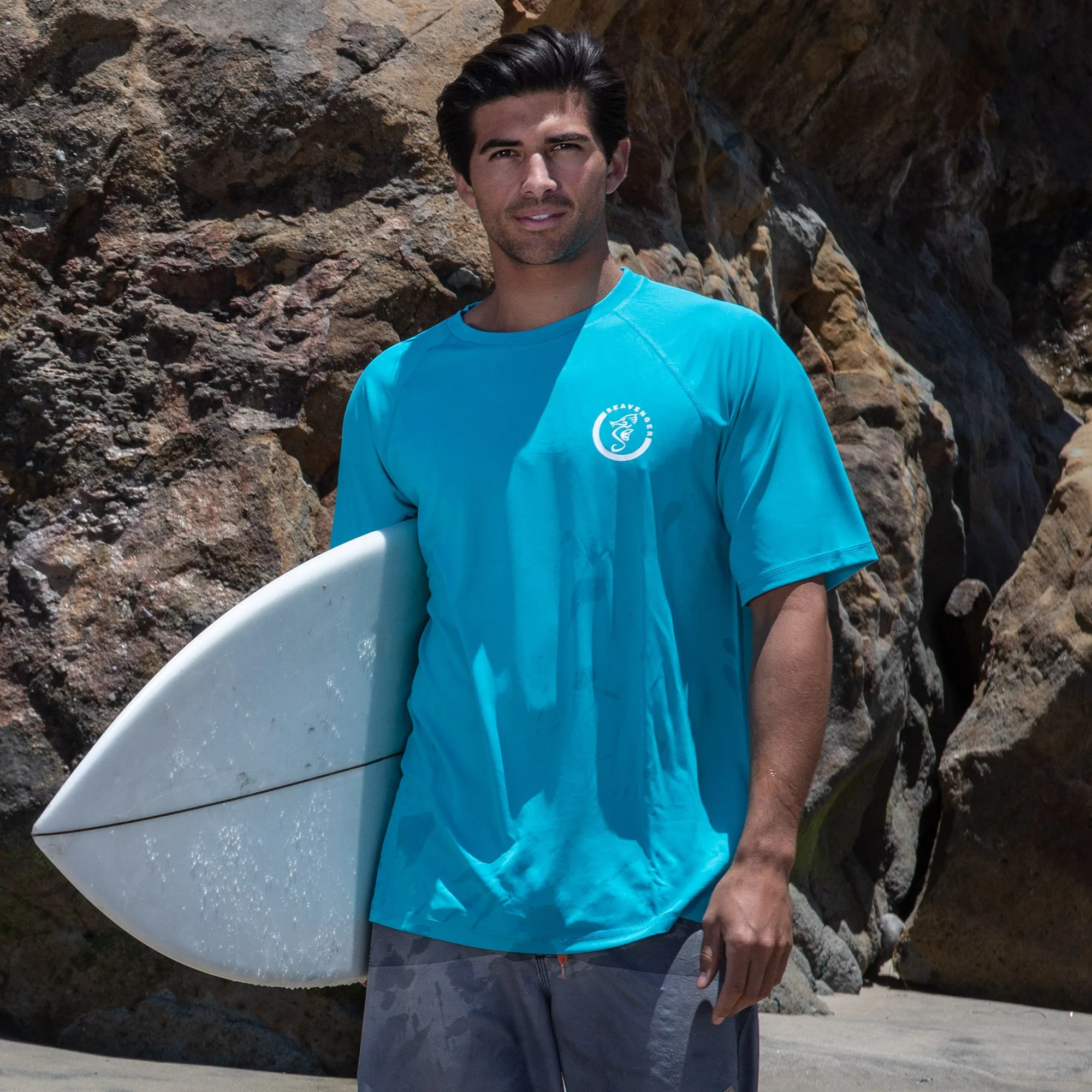 Trekker Unisex Rash Guard Short Sleeve Teal