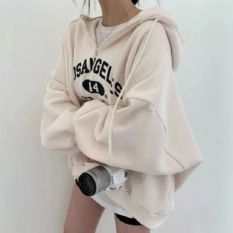 Vintage Letter Print Half Zip Hoody