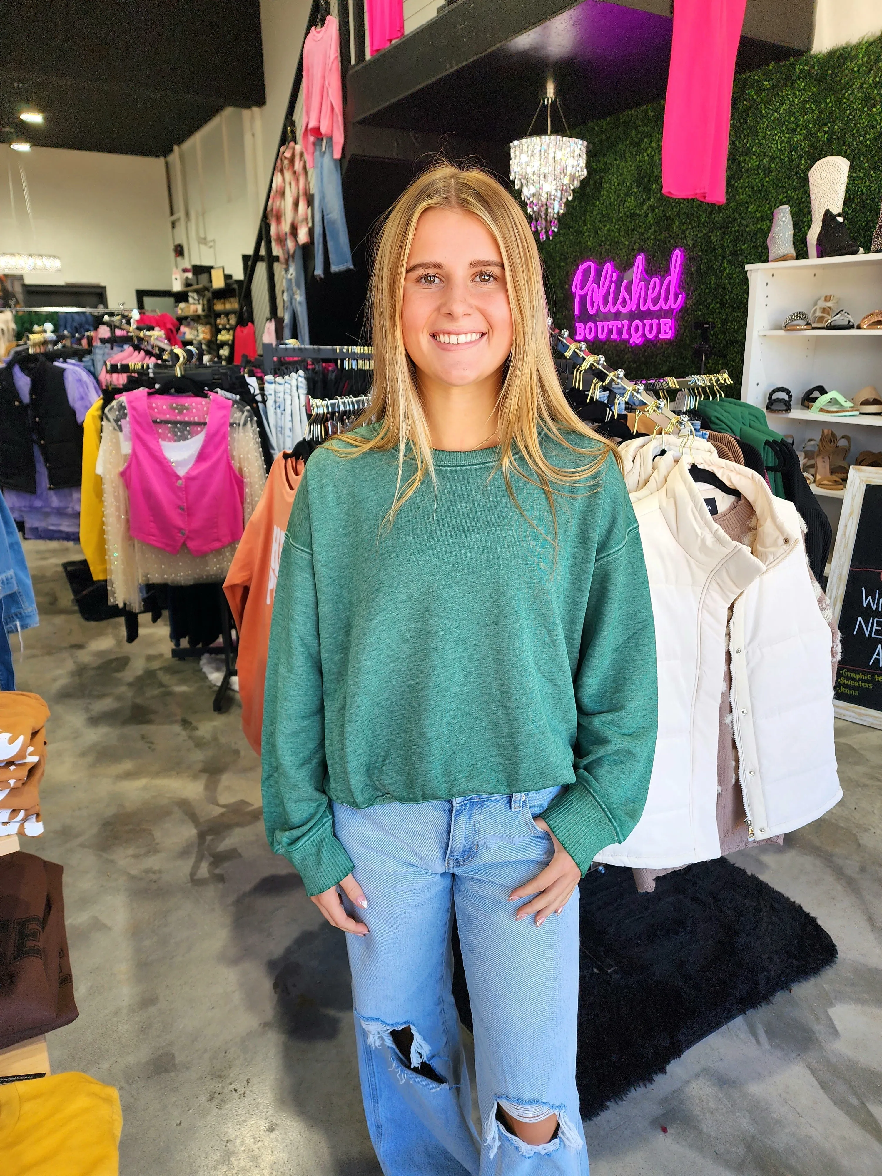 Zenana Acid Wash Fleece Oversized Pullover